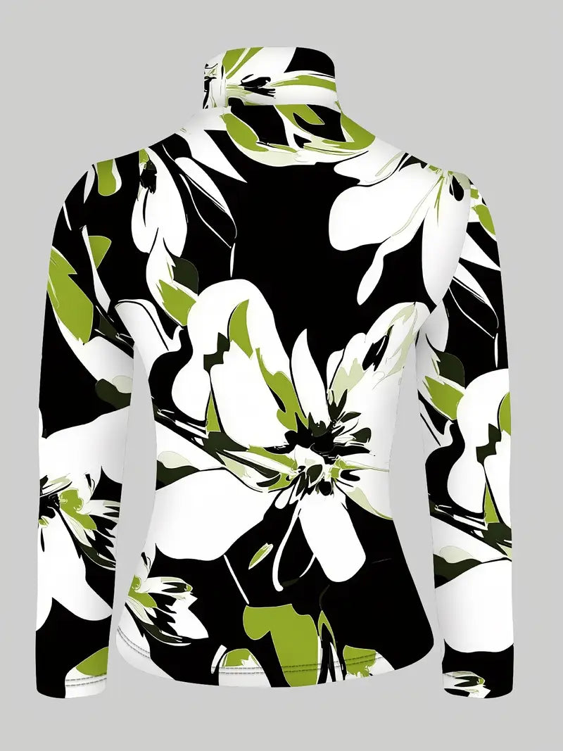Trixie – Elegant højhalset top med blomstermønster