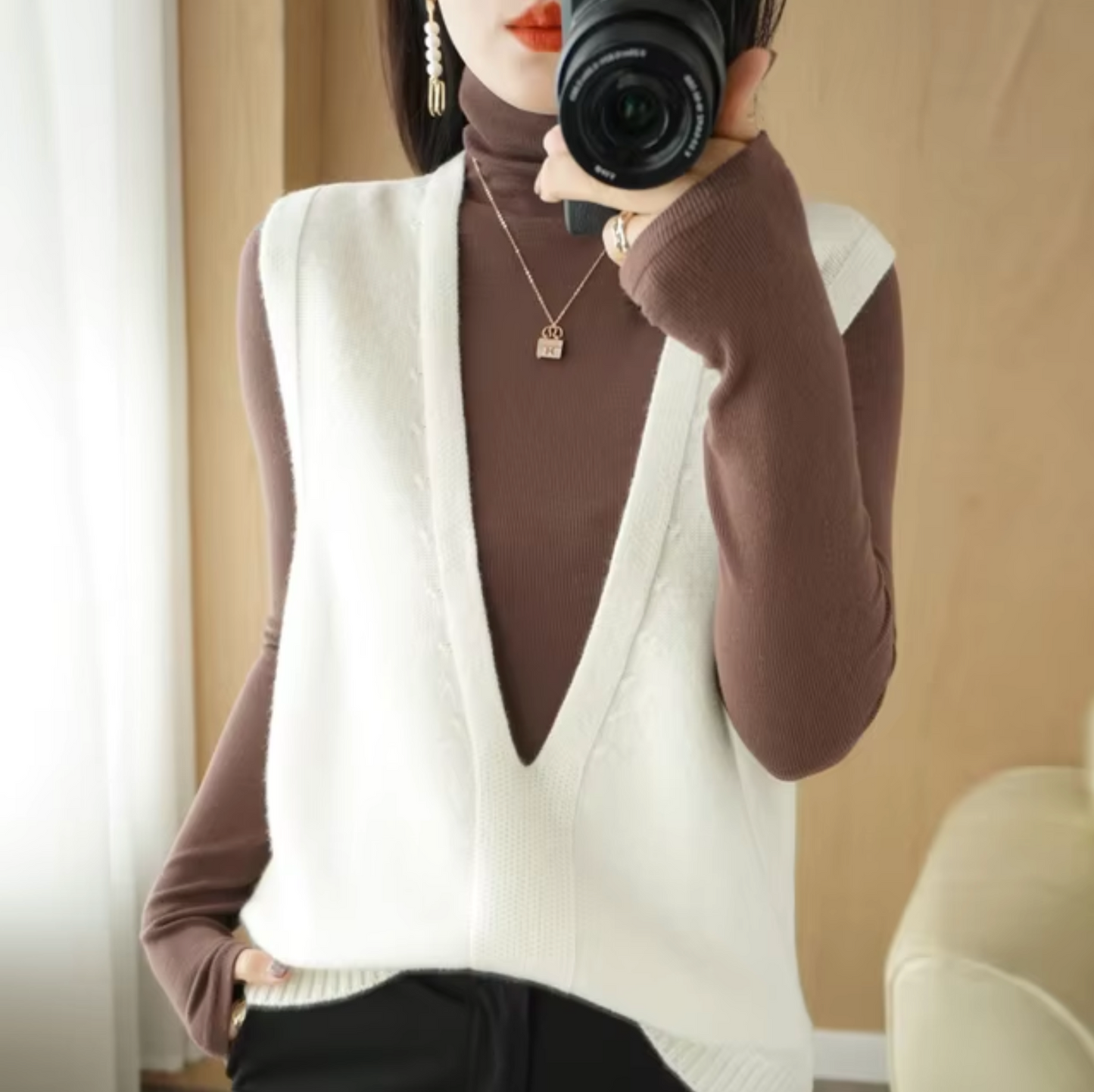 Chona – Strikket vest med V-hals