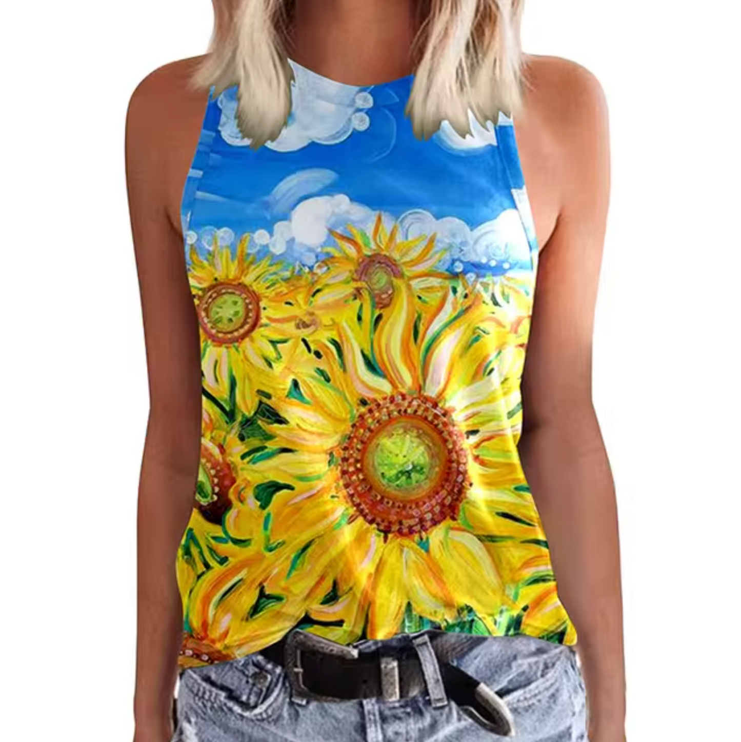 Brigitte – Ærmeløse Blomstrede Tanktops