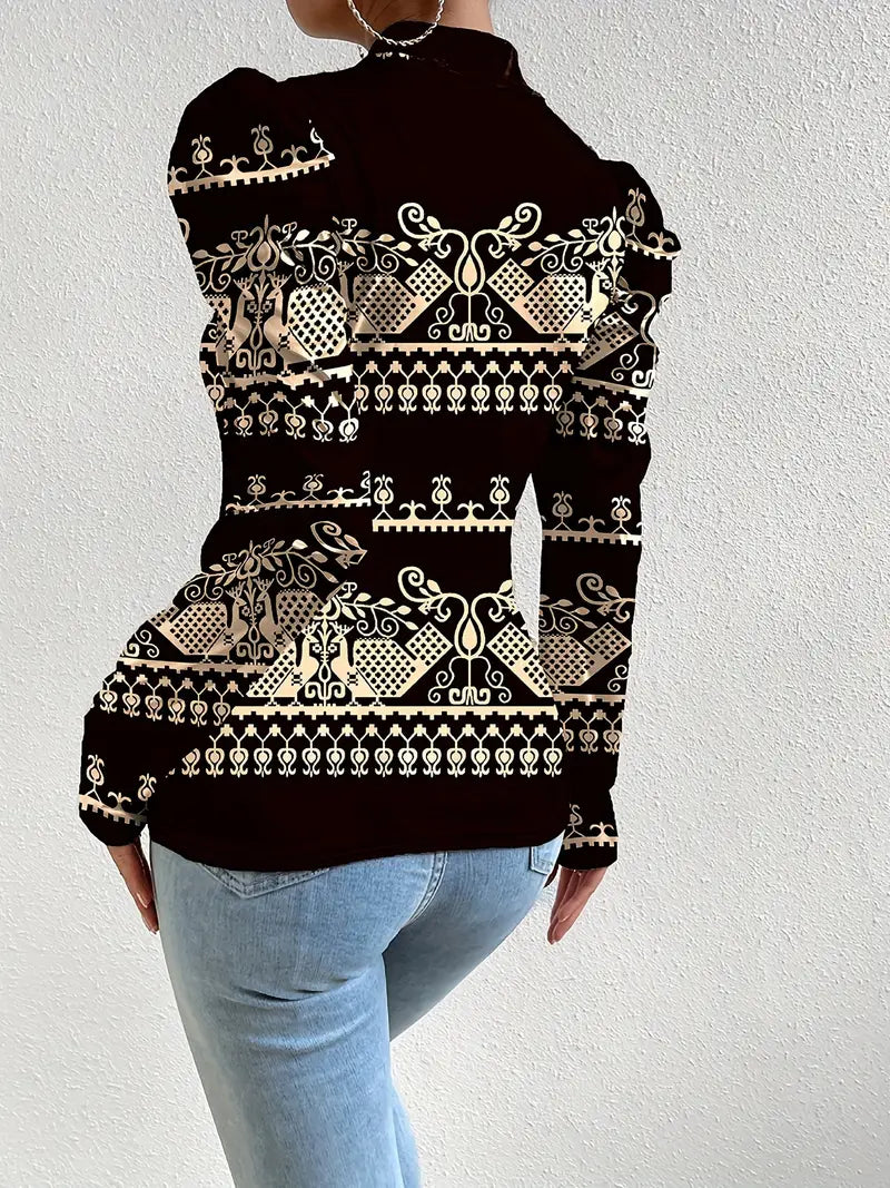 Freja – Satinbluse med pufærmer
