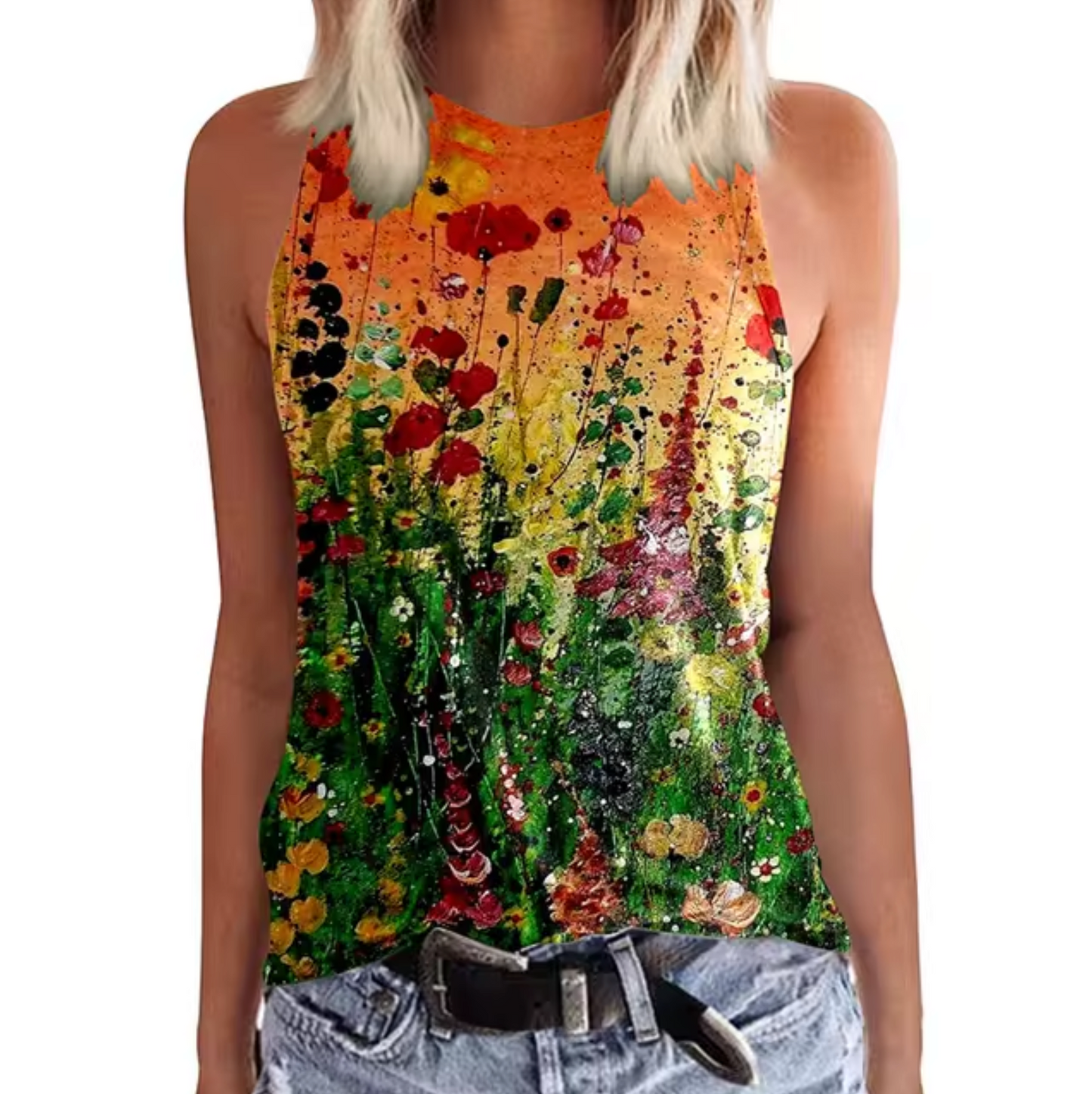 Brigitte – Ærmeløse Blomstrede Tanktops
