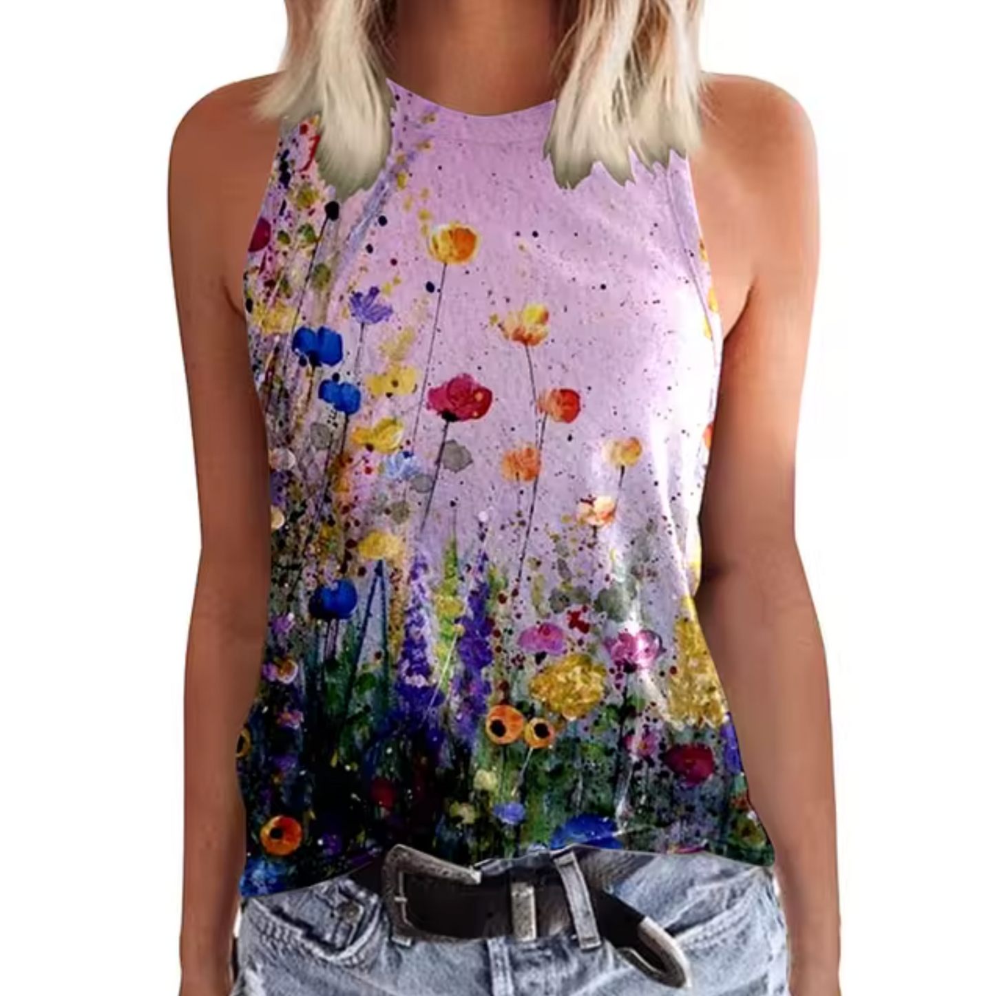 Brigitte – Ærmeløse Blomstrede Tanktops
