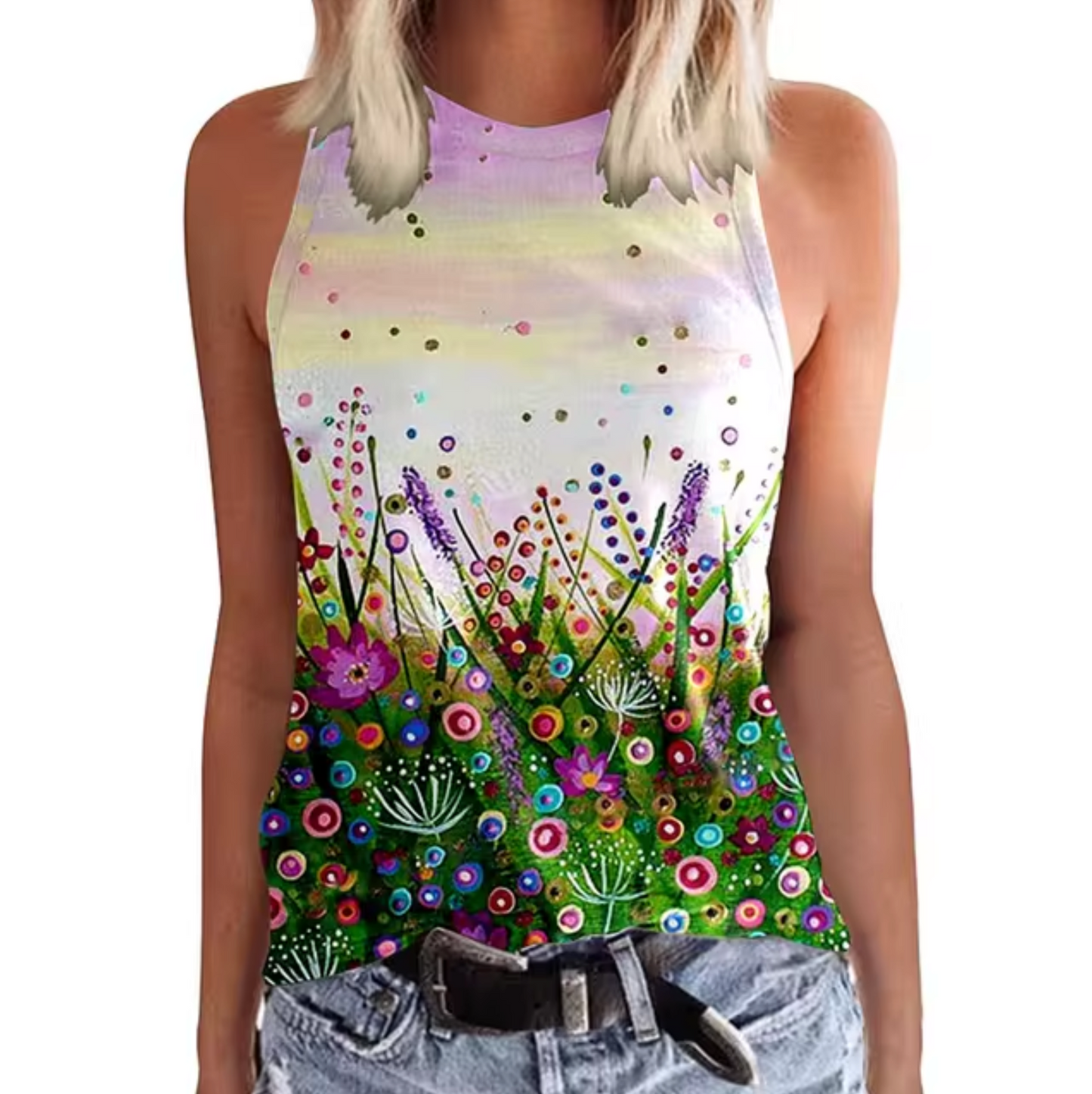Brigitte – Ærmeløse Blomstrede Tanktops