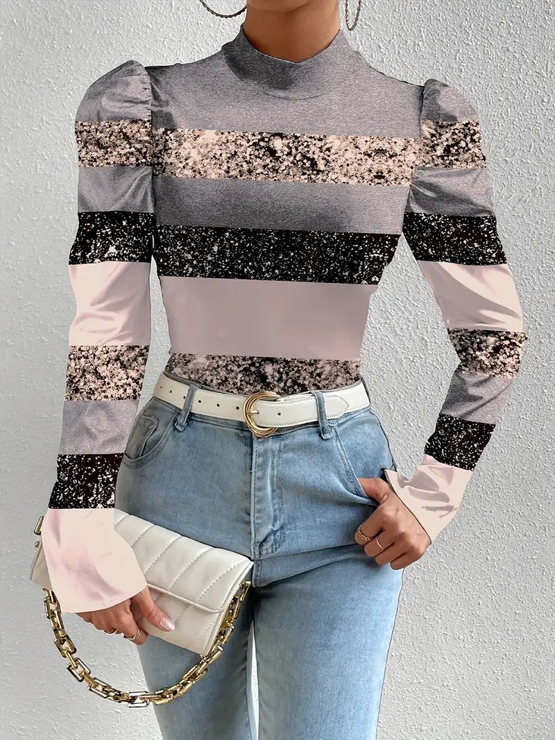 Freja – Satinbluse med pufærmer