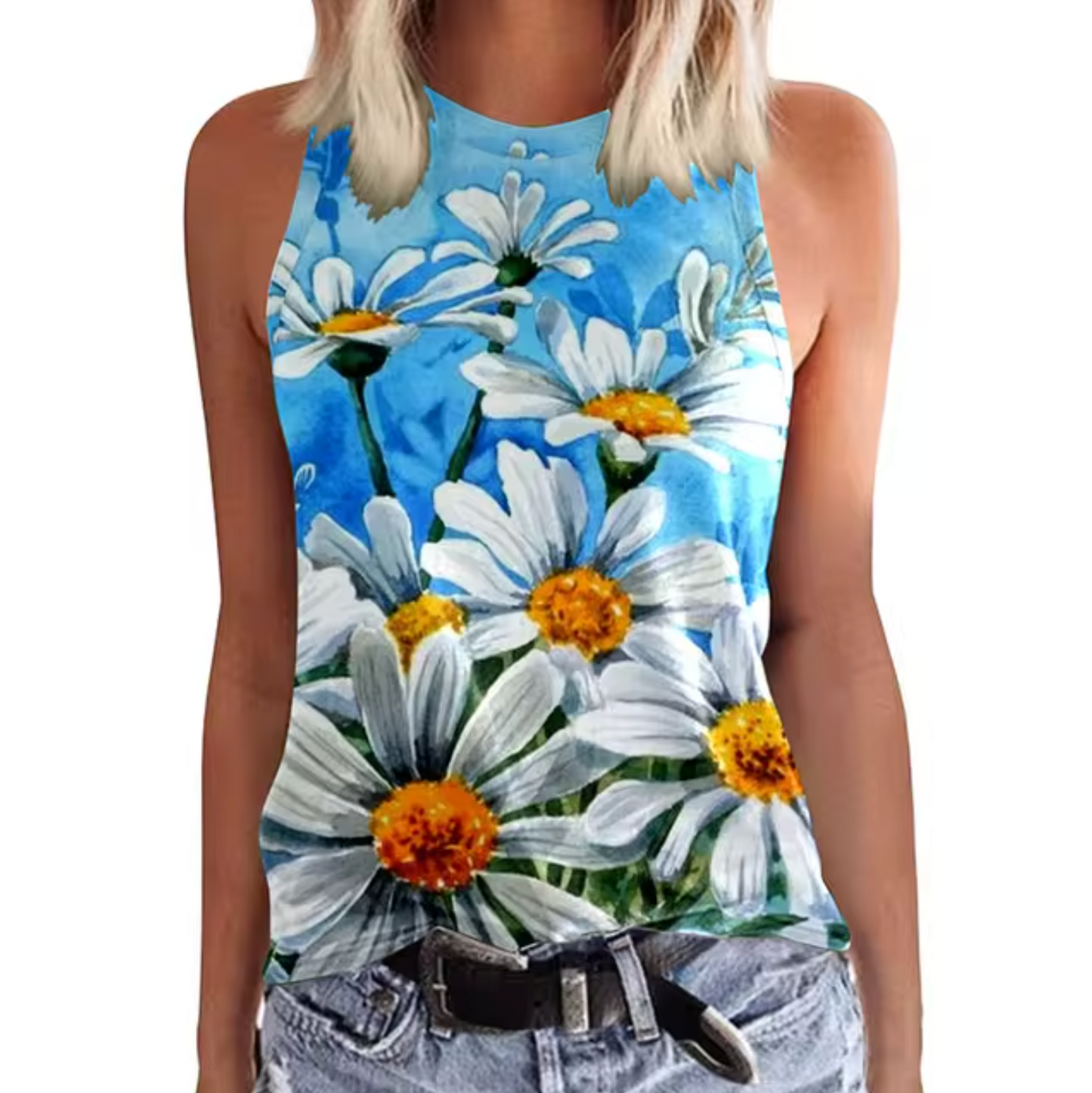 Brigitte – Ærmeløse Blomstrede Tanktops