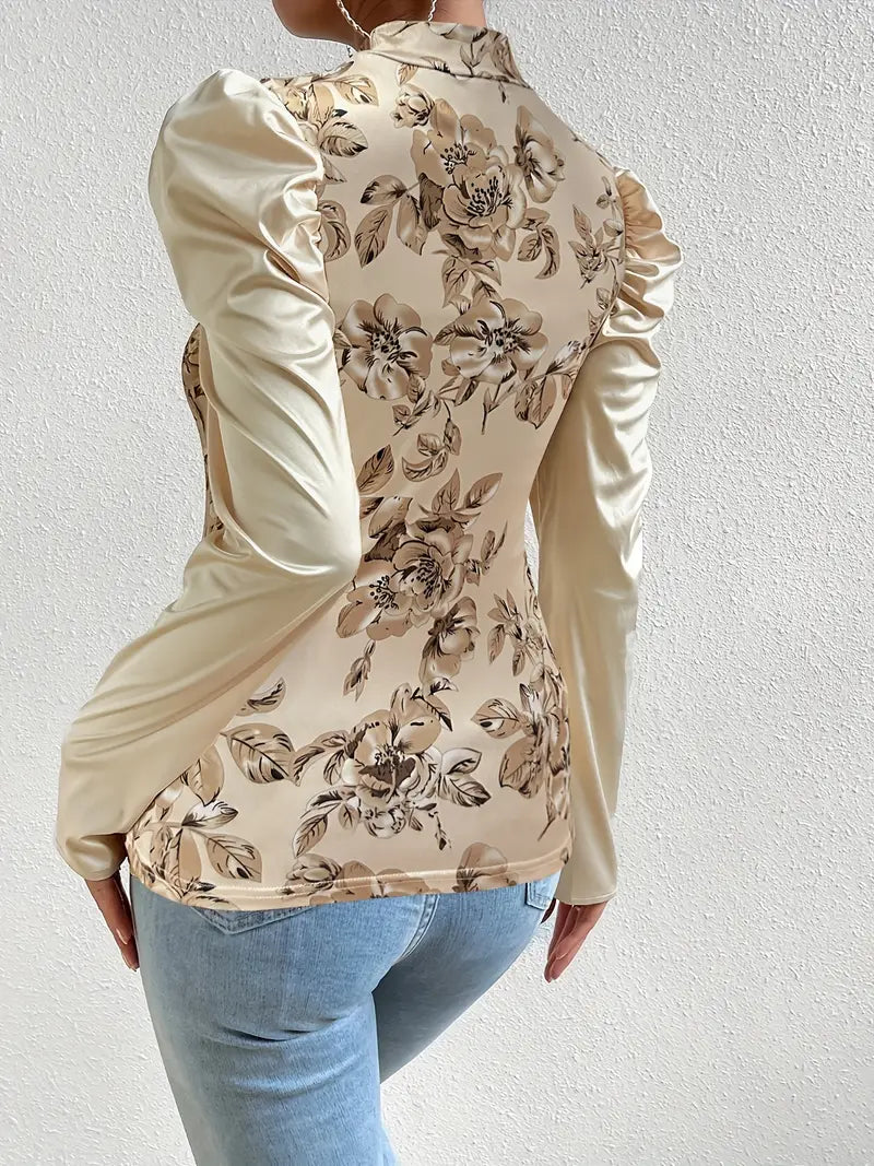 Freja – Satinbluse med pufærmer