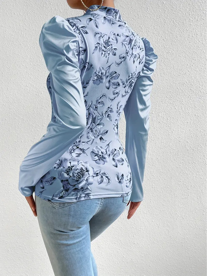Freja – Satinbluse med pufærmer