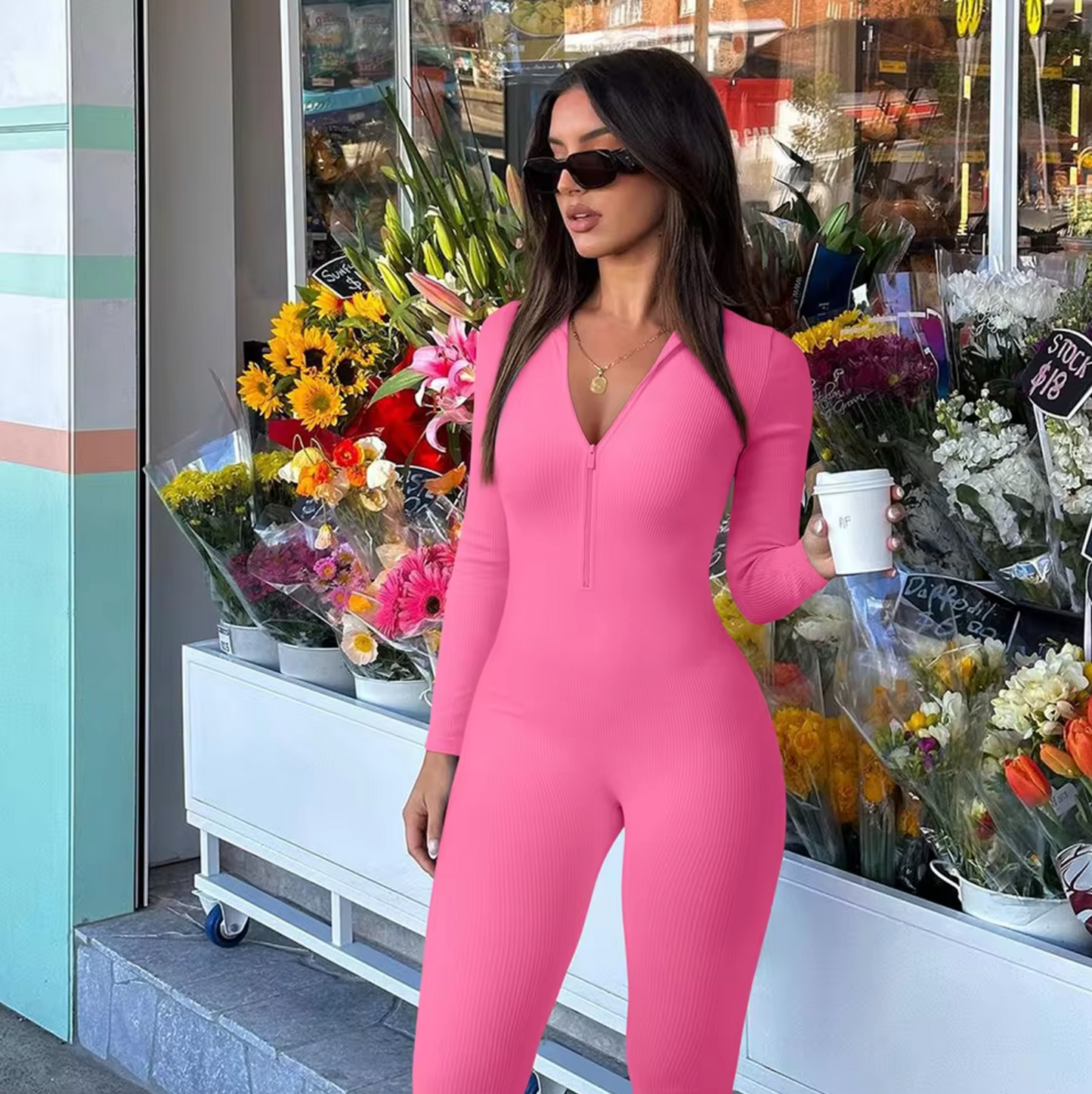 Narelle – Figursyet Jumpsuit med Lynlås Foran