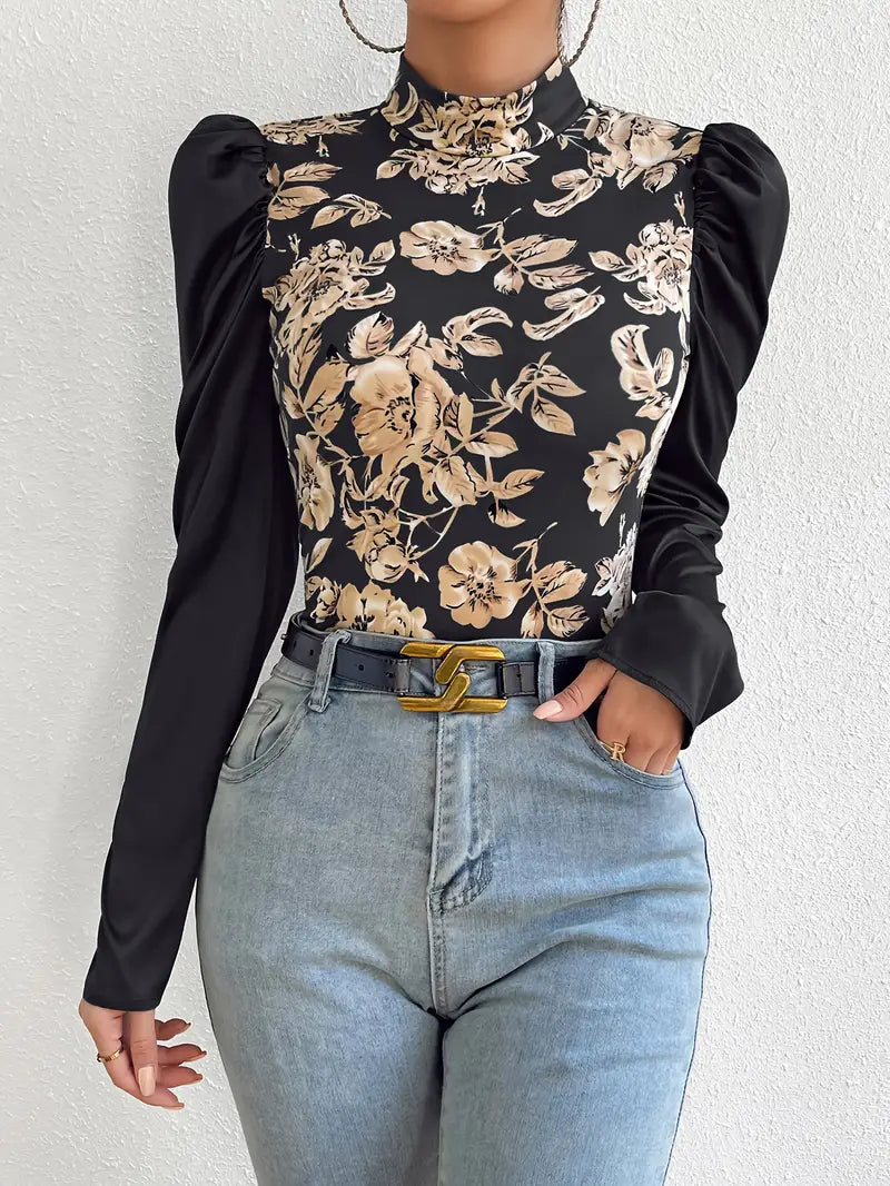 Freja – Satinbluse med pufærmer