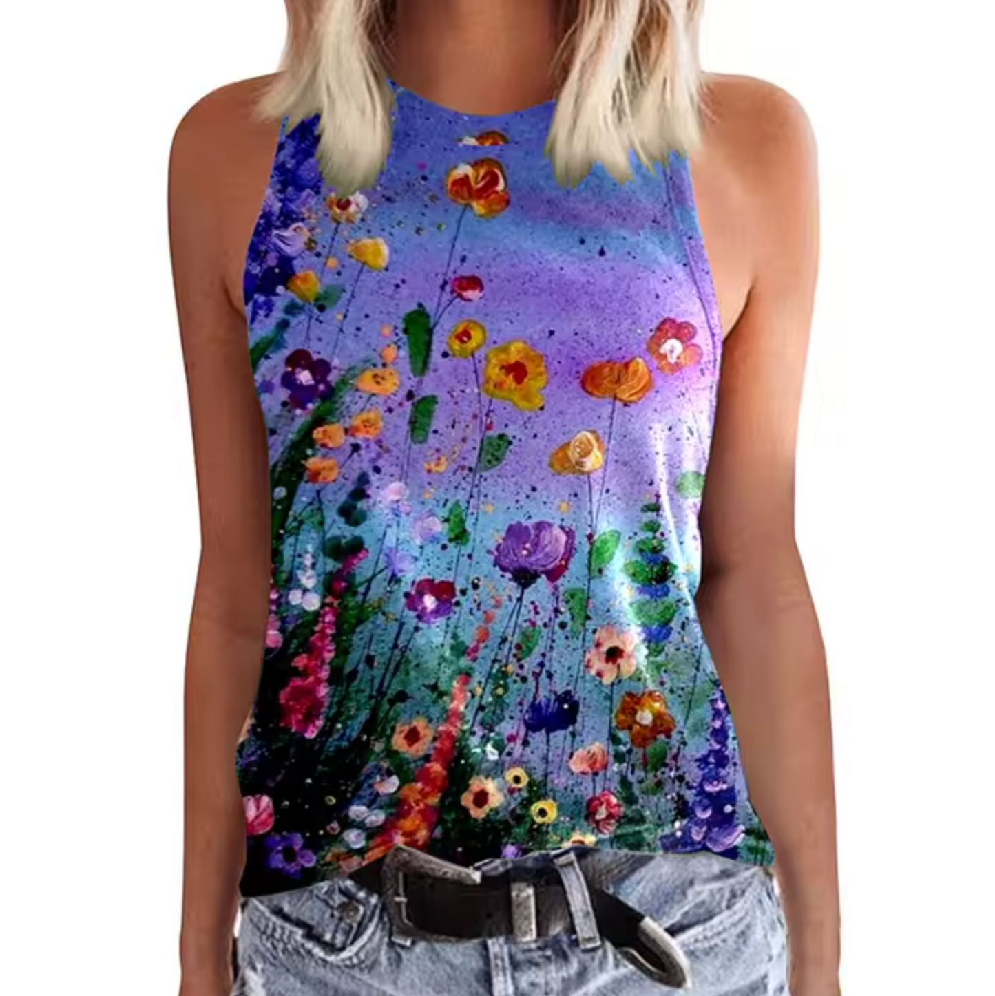 Brigitte – Ærmeløse Blomstrede Tanktops