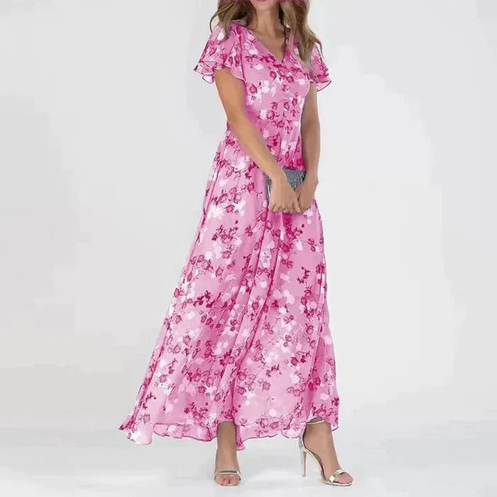 Josephine - Lang sommerkjole med blomstermønster